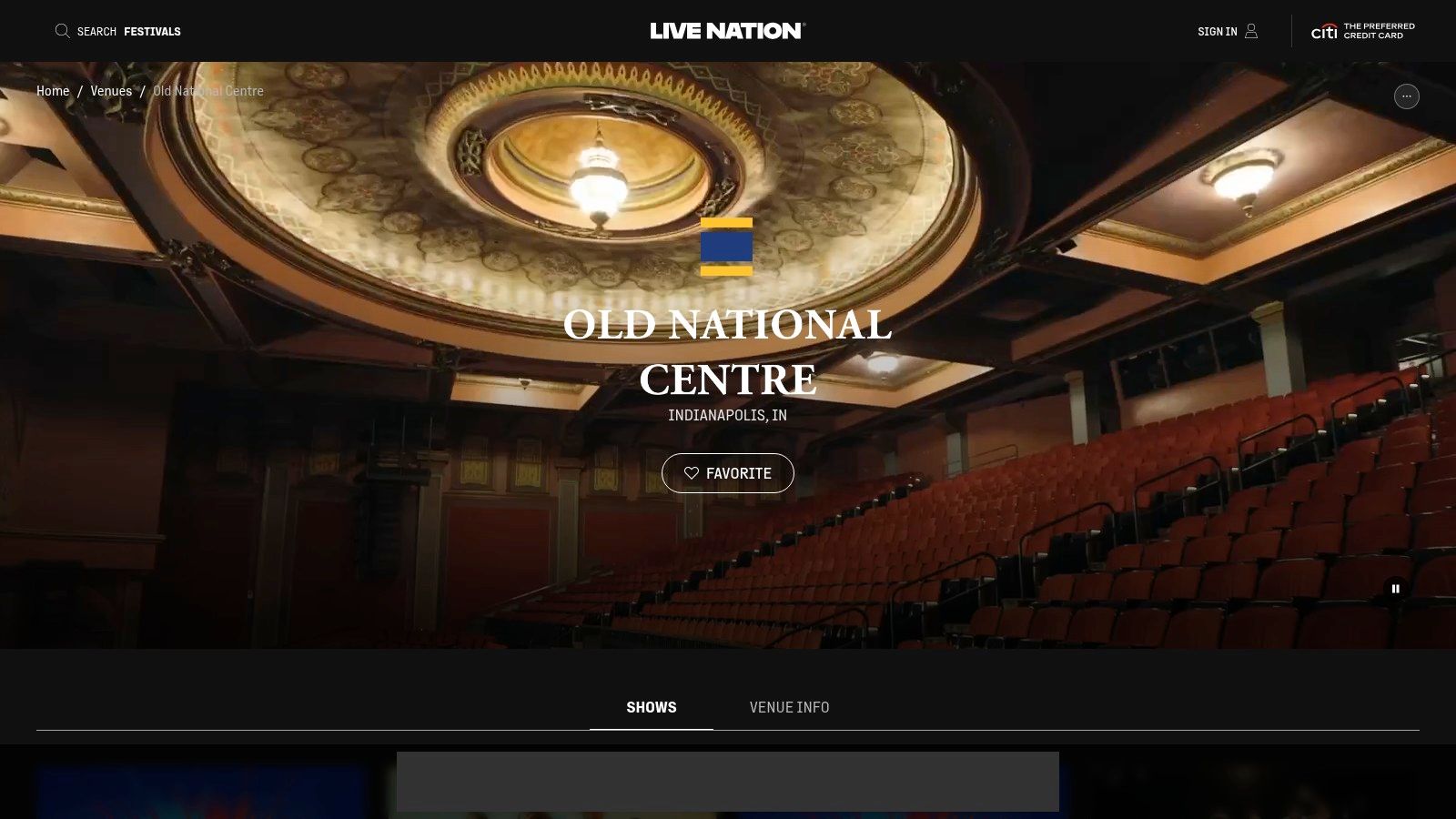 The ornate interior of the Murat Theatre at the Old National Centre near Mass Ave, Indianapolis, showing the stage and seating.