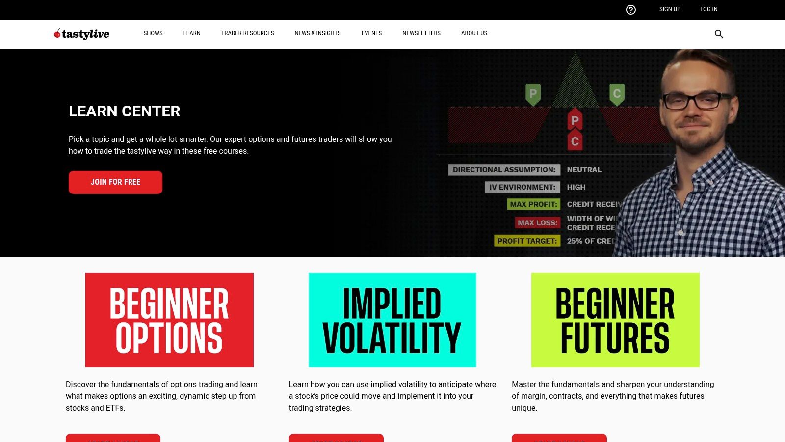 tastylive / tastytrade – Free courses and crash-courses for options and futures