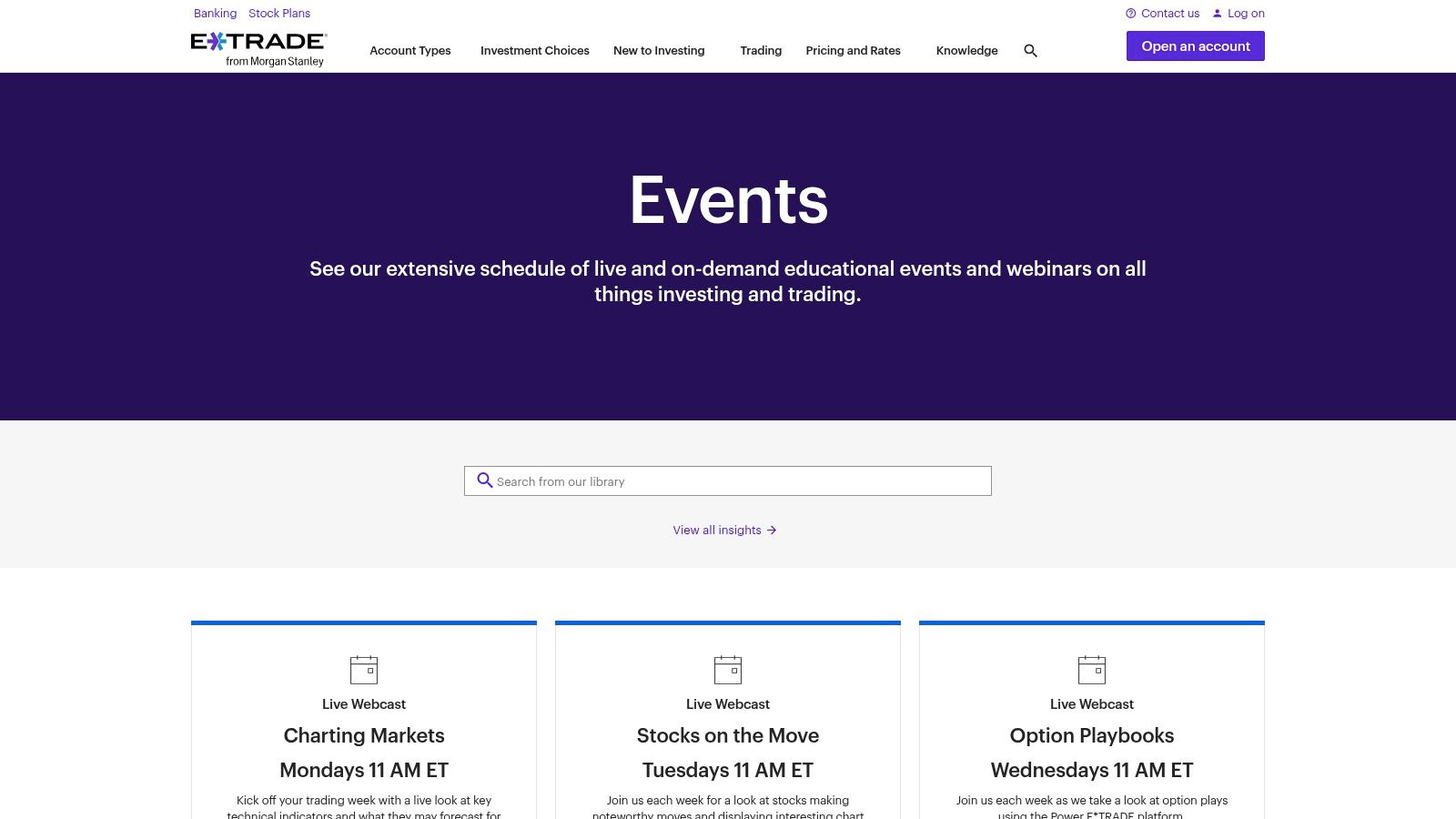 E*TRADE from Morgan Stanley – Live and on-demand trading webinars