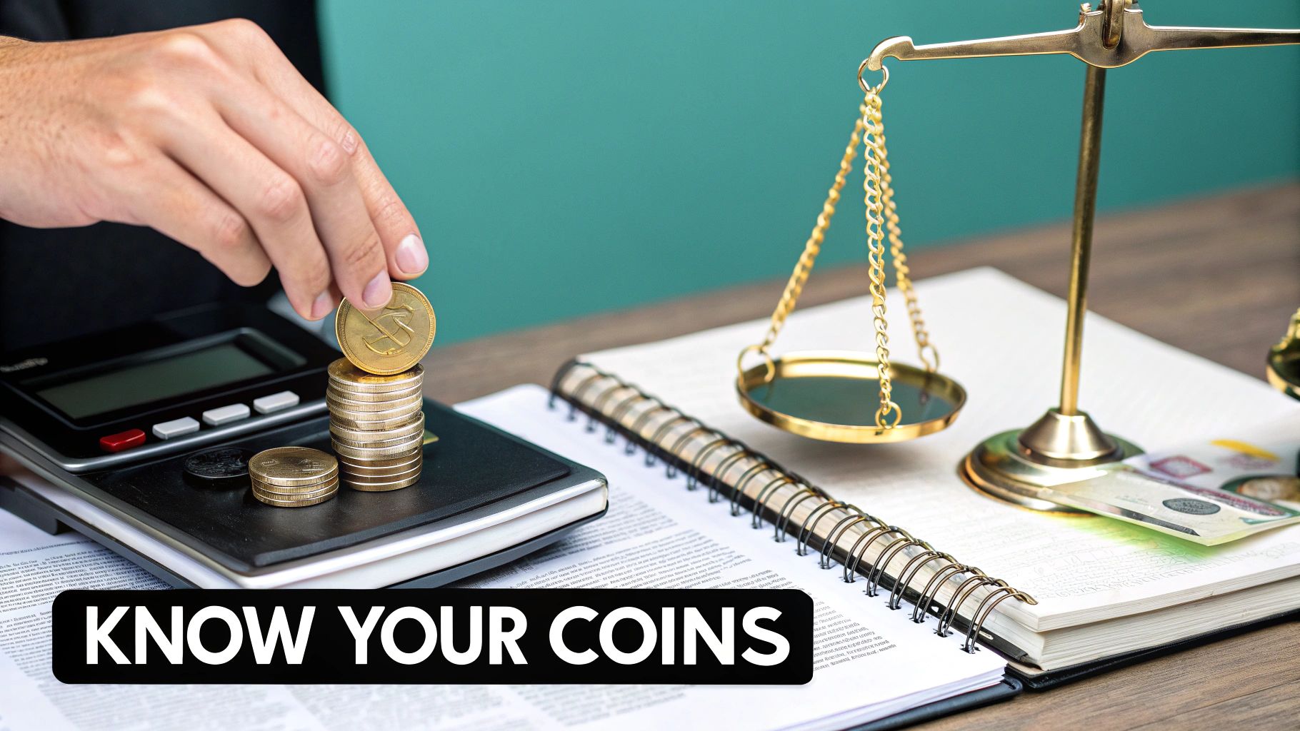 A magnifying glass hovering over several gold coins, symbolizing inspection and preparation before selling.