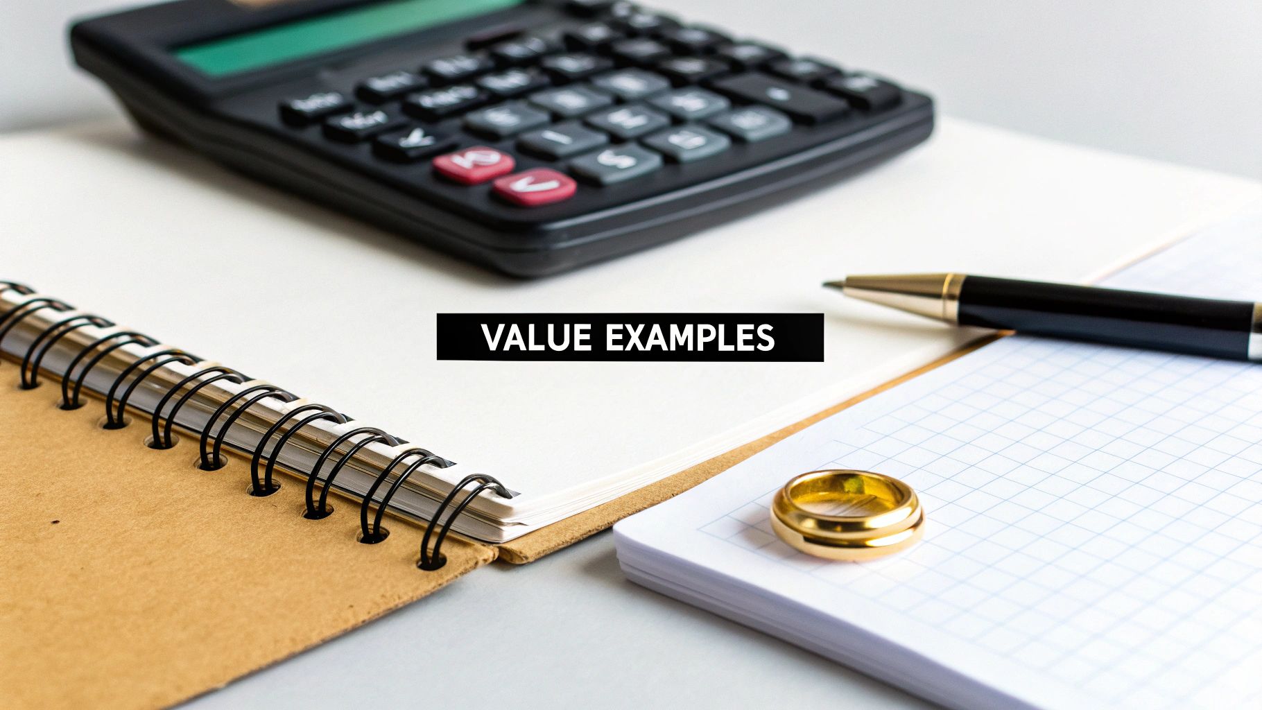 A calculator and a small gold bar on a table, illustrating the process of calculating gold's value.