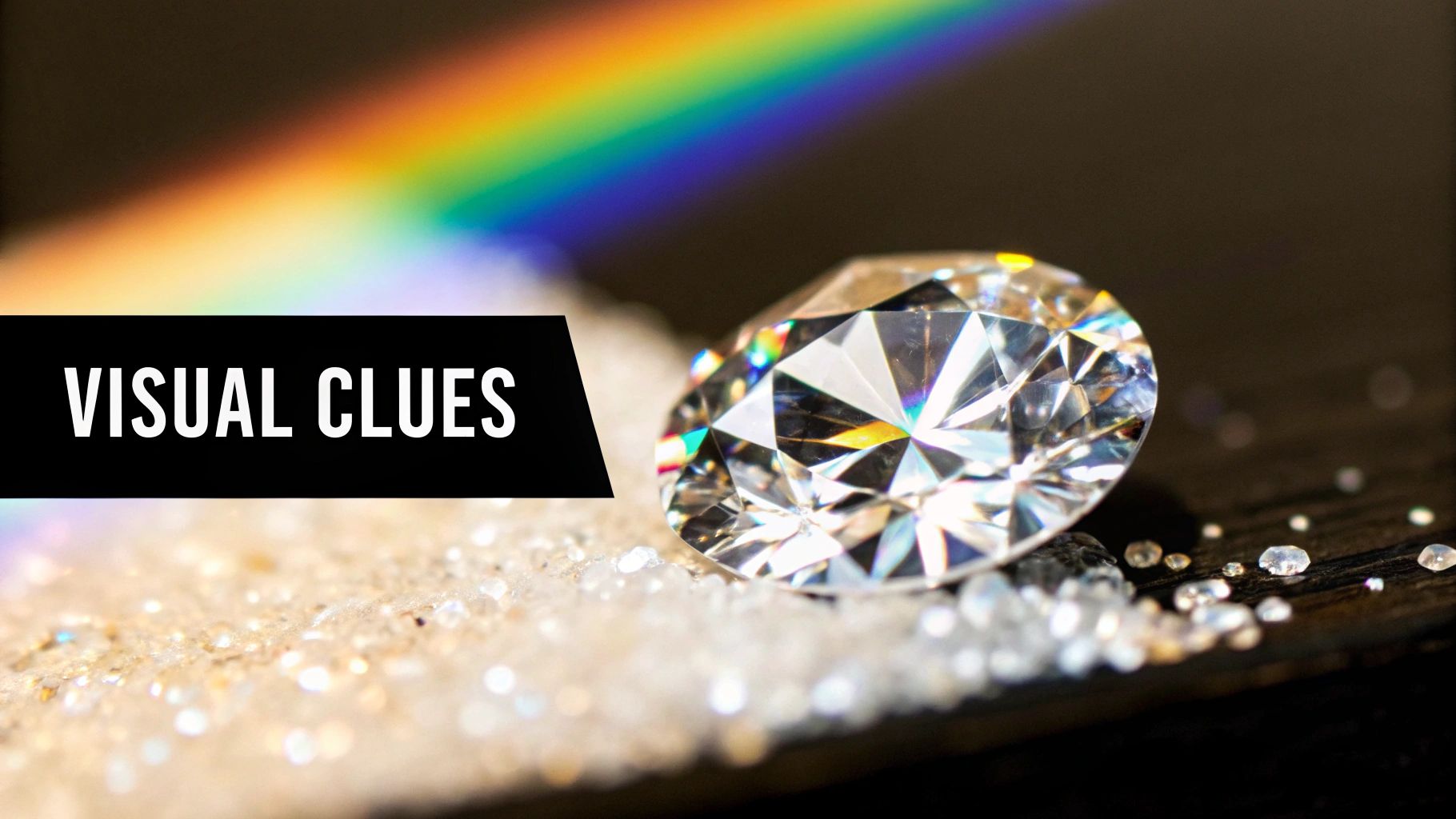 A close-up view of a diamond's sparkle and facets