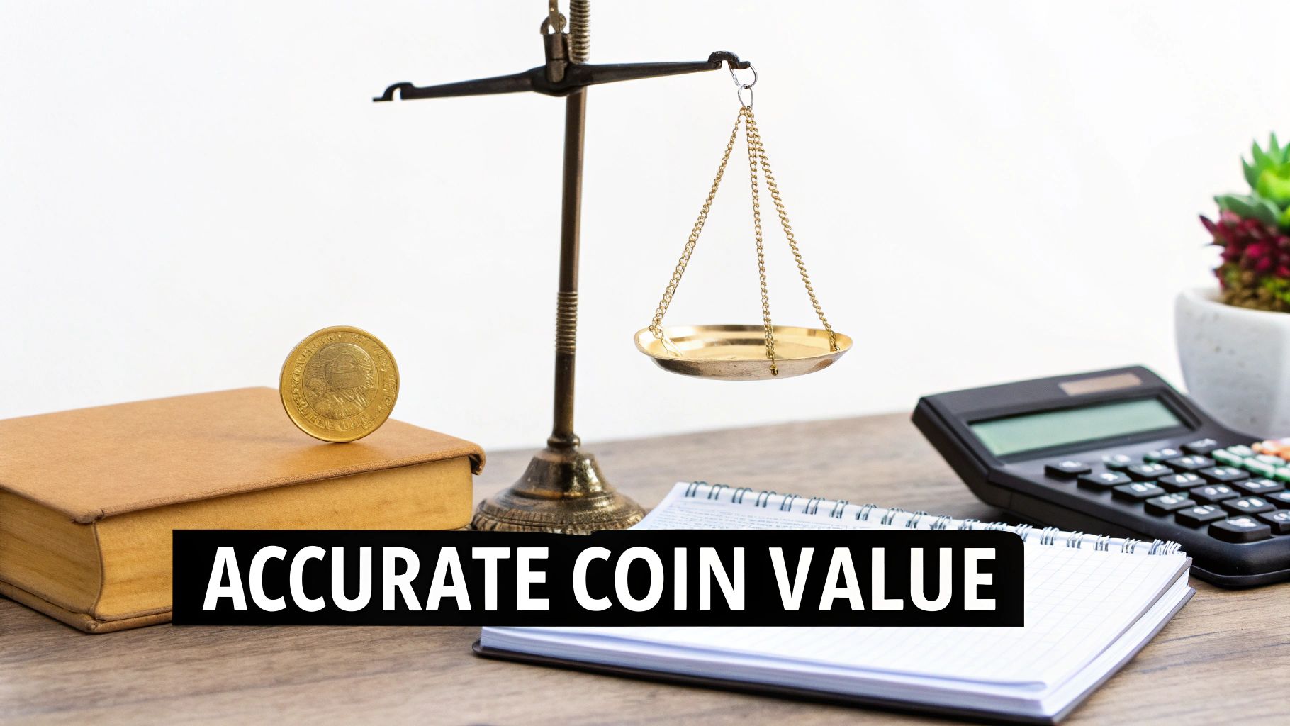 A professional using a loupe to inspect a gold coin up close.