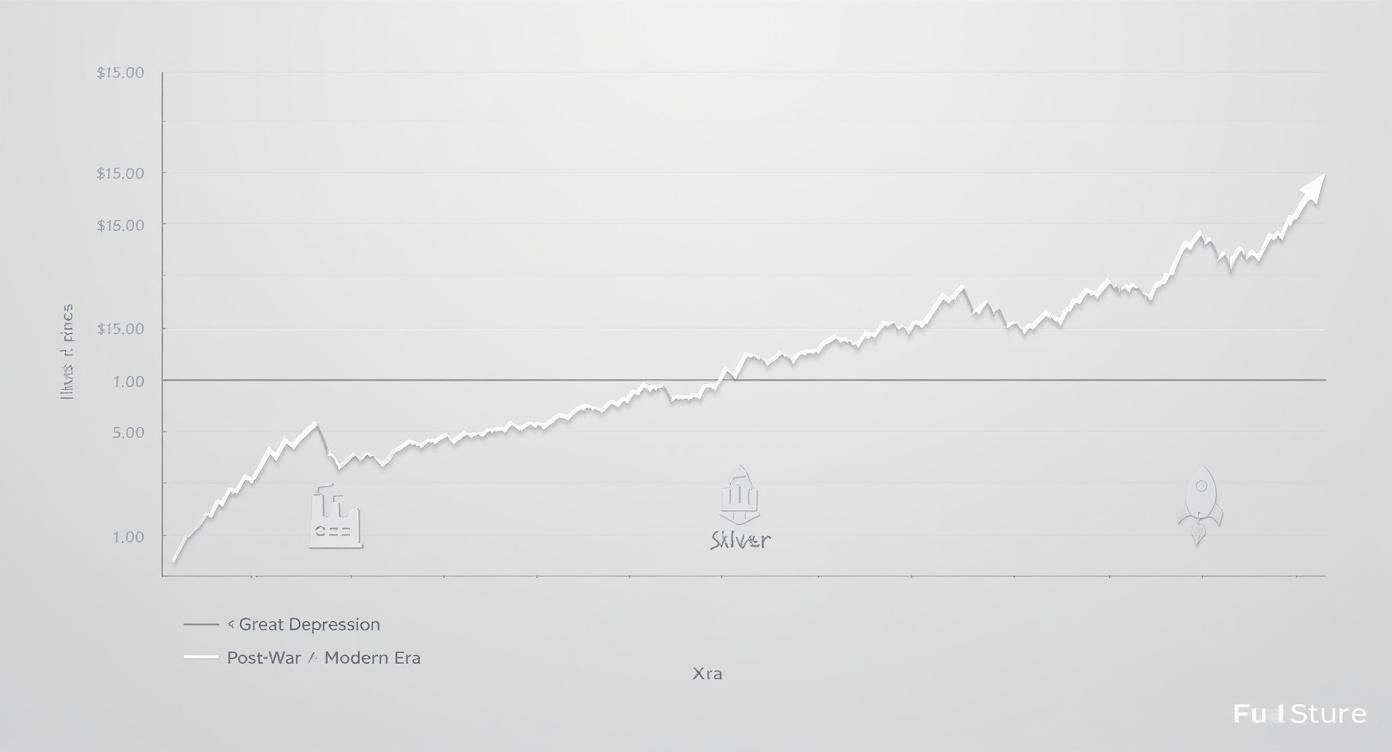 Infographic about historical silver prices 100 years
