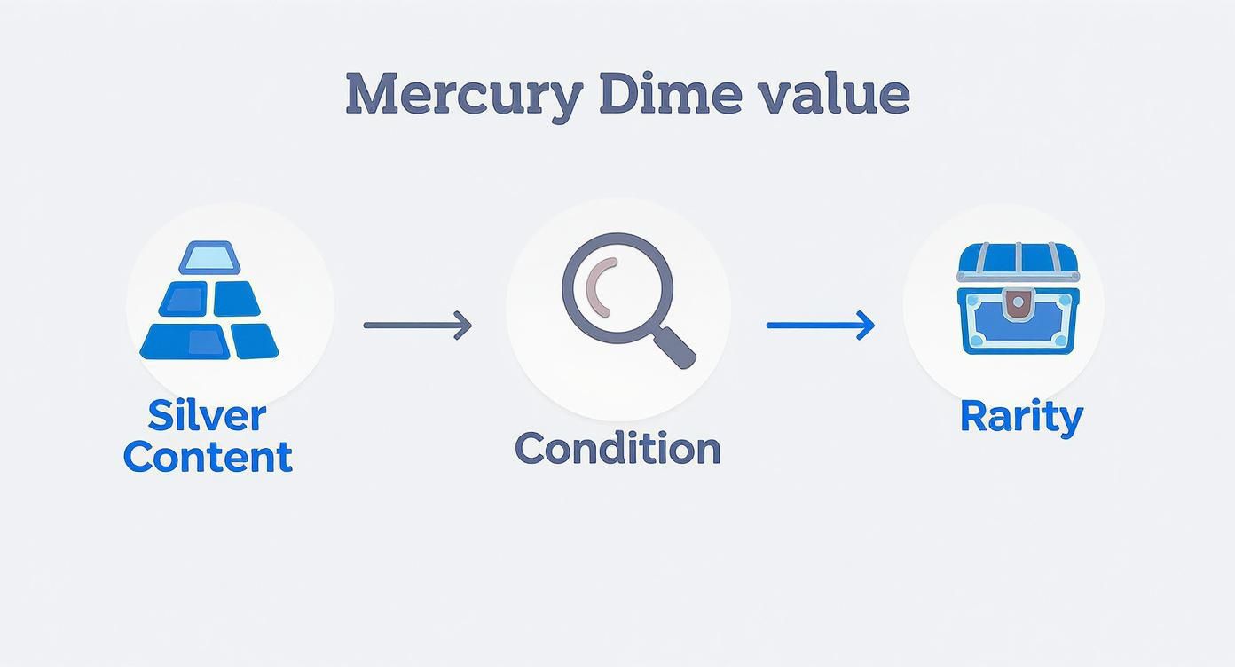 Infographic about what is the value of a mercury dime