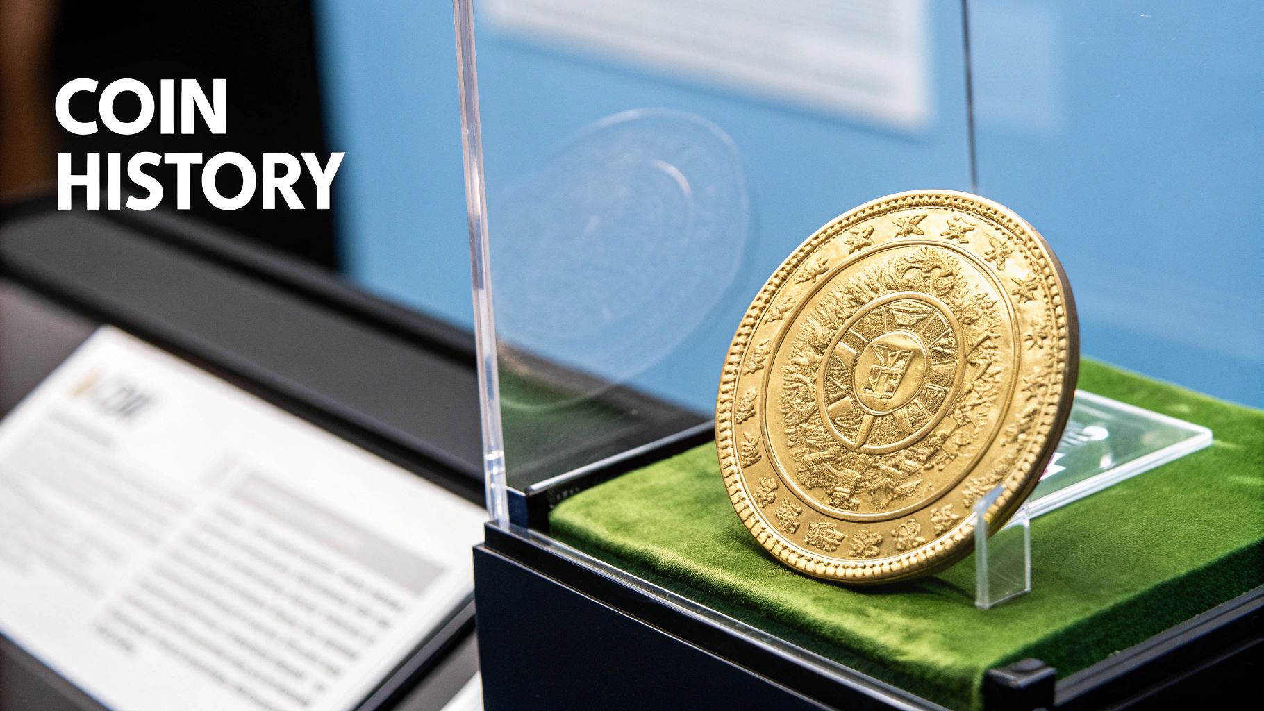A close-up of a 50 Pesos Gold Coin, showcasing its intricate details