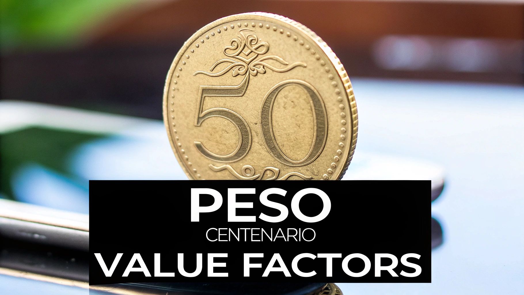 Close-up of a Gold 50 Peso Coin