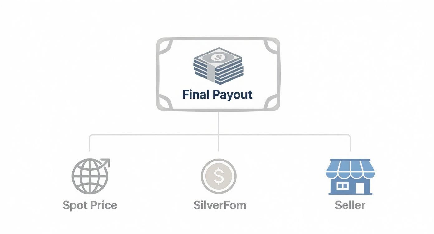 Infographic about value of 5 ounces of silver
