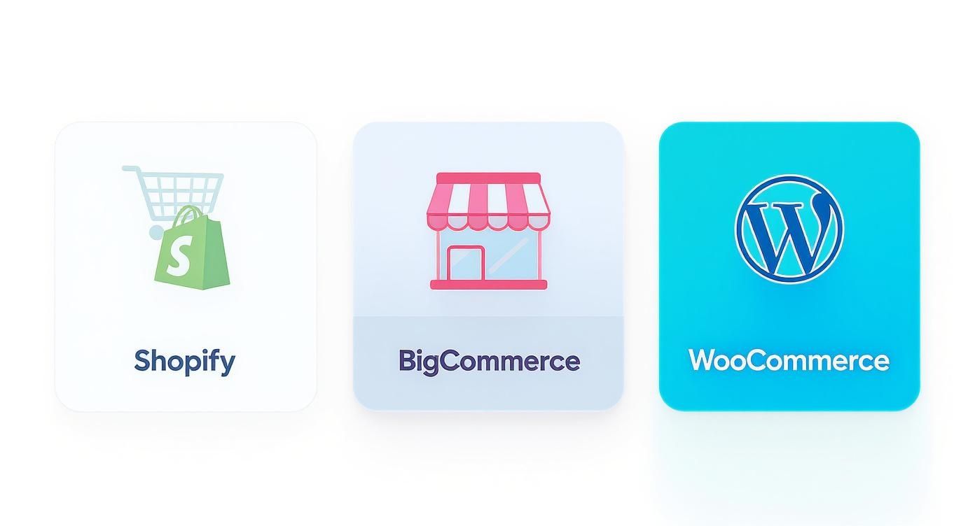Infographic about shopify vs bigcommerce vs woocommerce