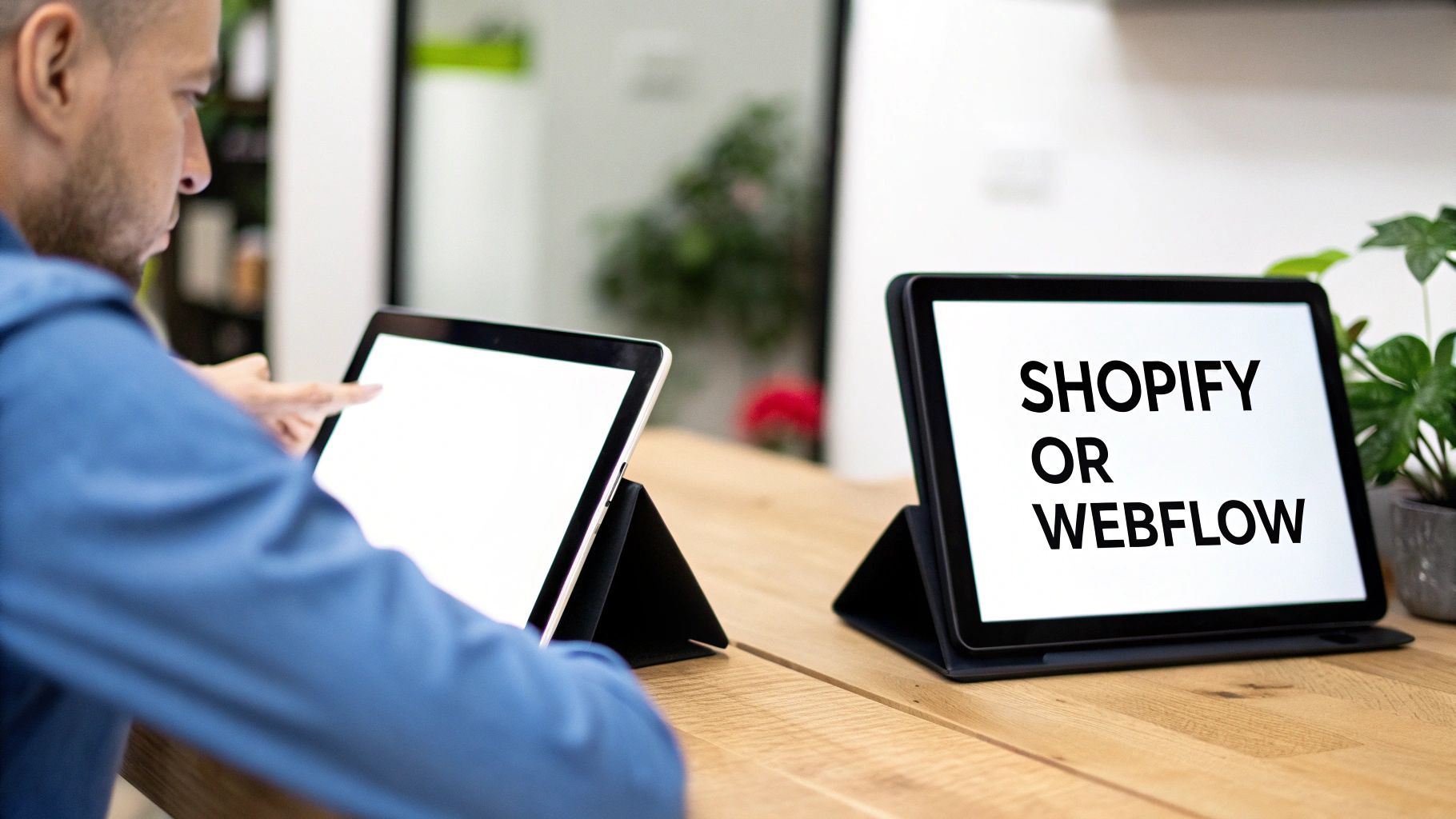 A laptop showing an e-commerce website, symbolizing the choice between Shopify vs Webflow.