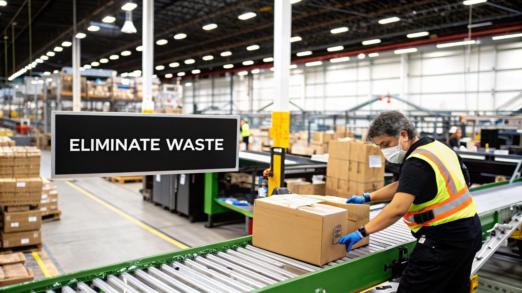 Infographic showing the 8 wastes of Lean Manufacturing