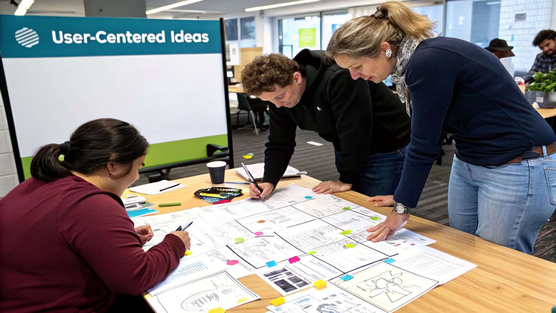A diagram illustrating the five stages of the Design Thinking process: Empathize, Define, Ideate, Prototype, and Test.