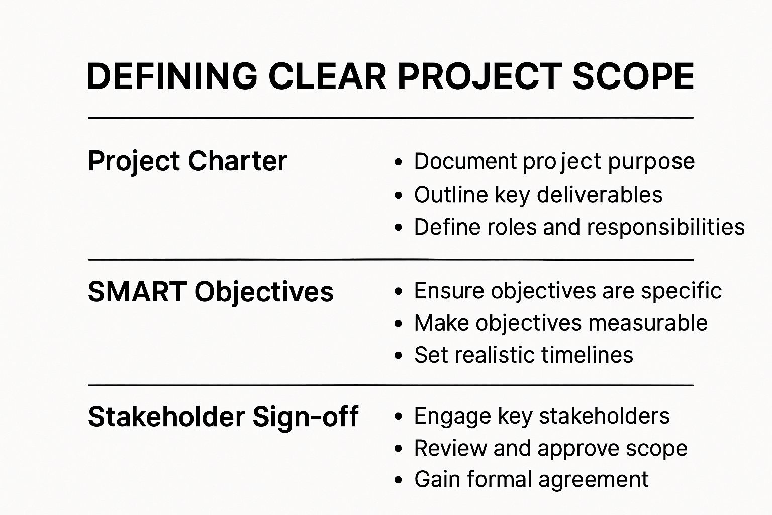Infographic showing key data about Define Clear Project Scope and Objectives