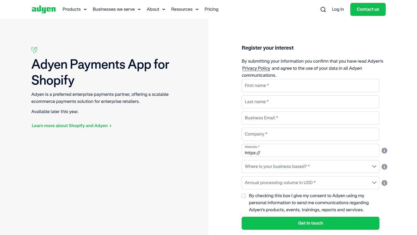 Adyen – Shopify Payments App for Enterprise