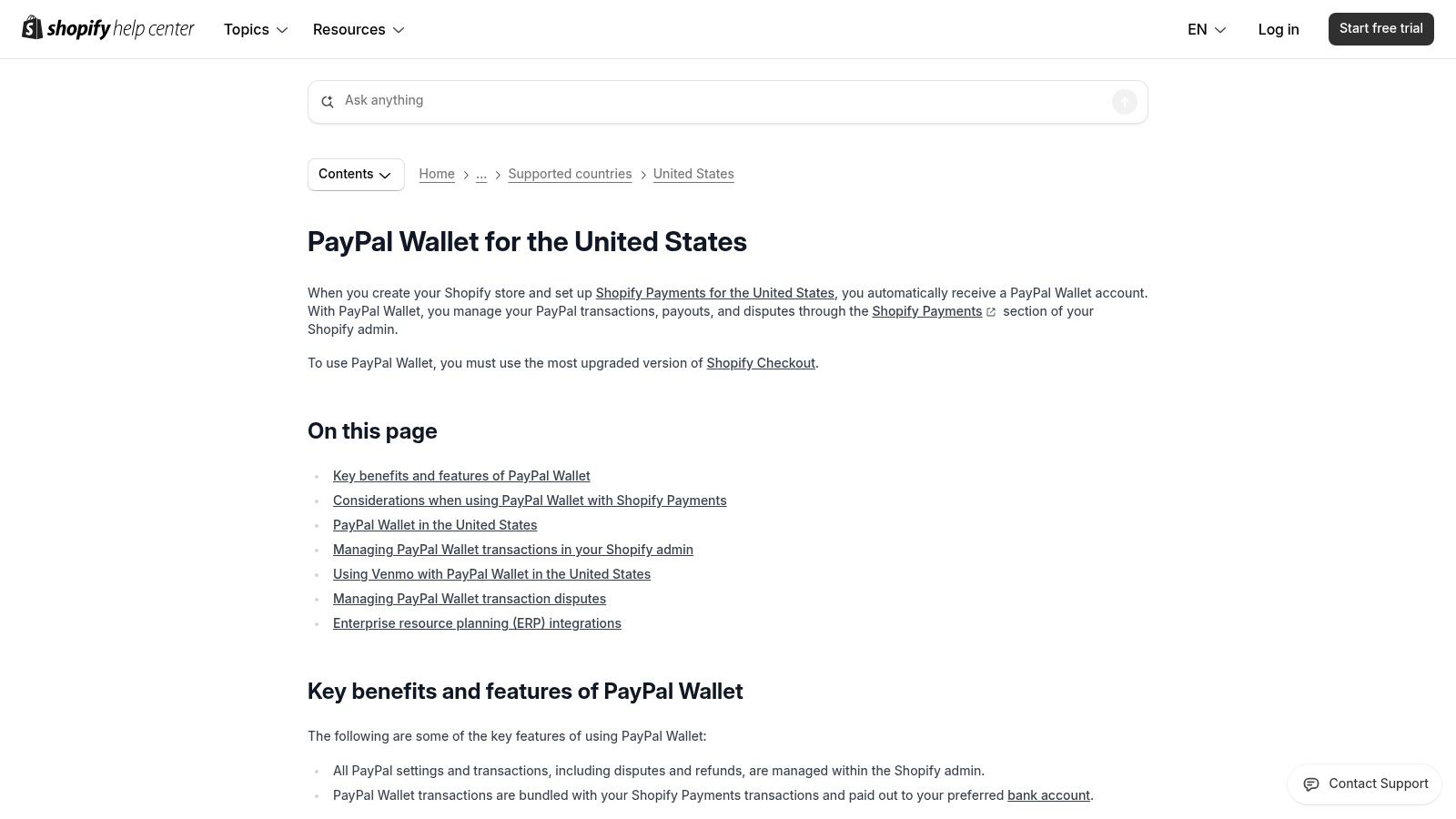 PayPal Wallet (via Shopify Payments)