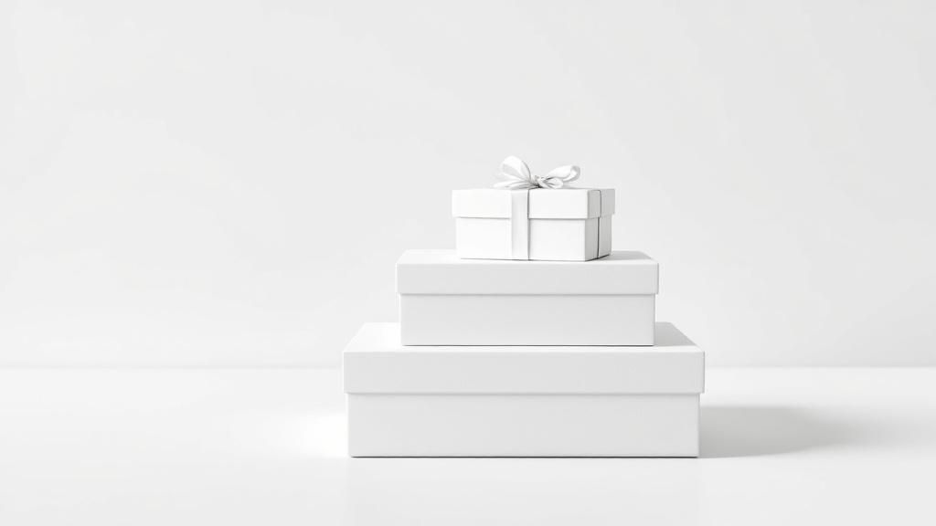 A gift box wrapped with a crossword puzzle and a pen attached, inviting the recipient to solve it before opening.