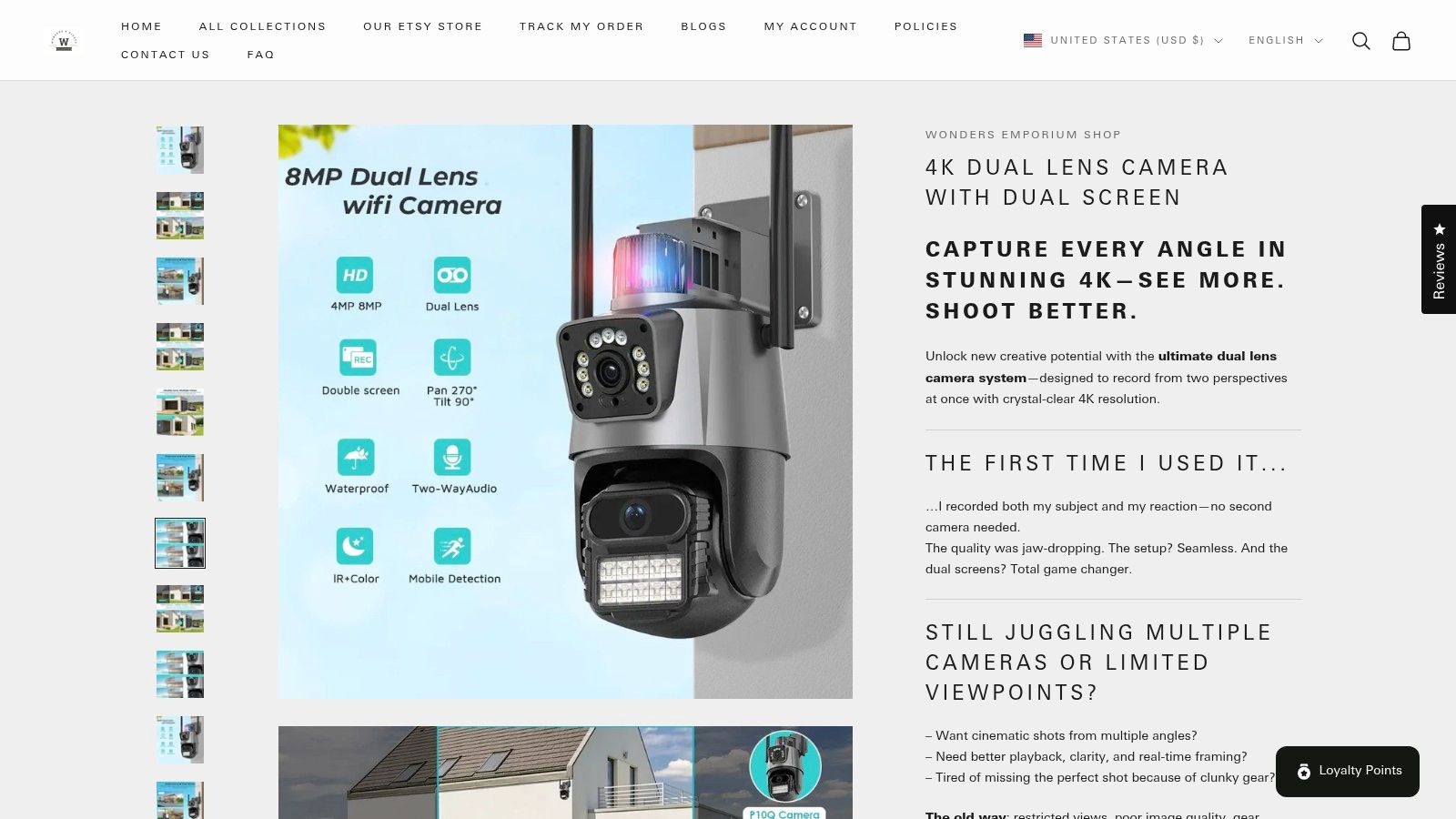4K Dual Lens Camera with Dual Screen