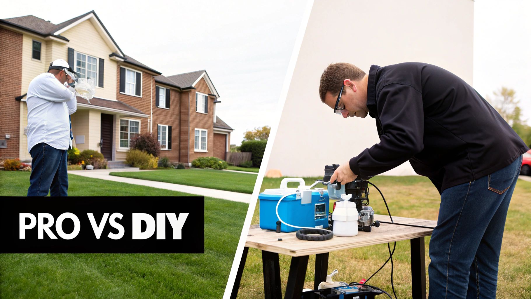 Technician using professional equipment to test indoor air quality.