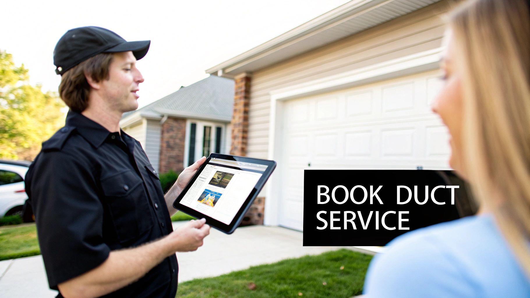 Technician using professional equipment to clean air ducts