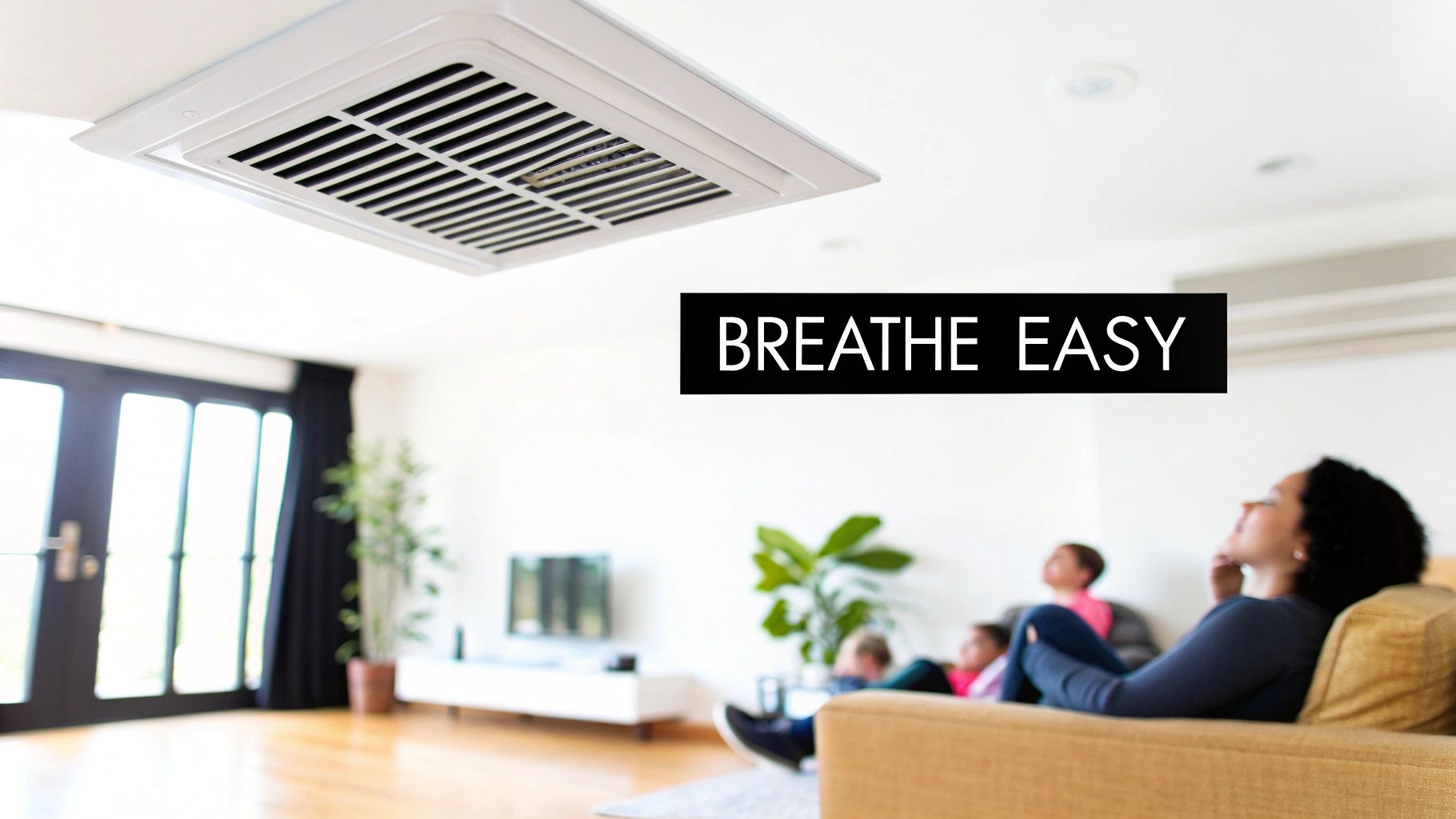 A technician inspecting a clean, circular air duct with specialized equipment.