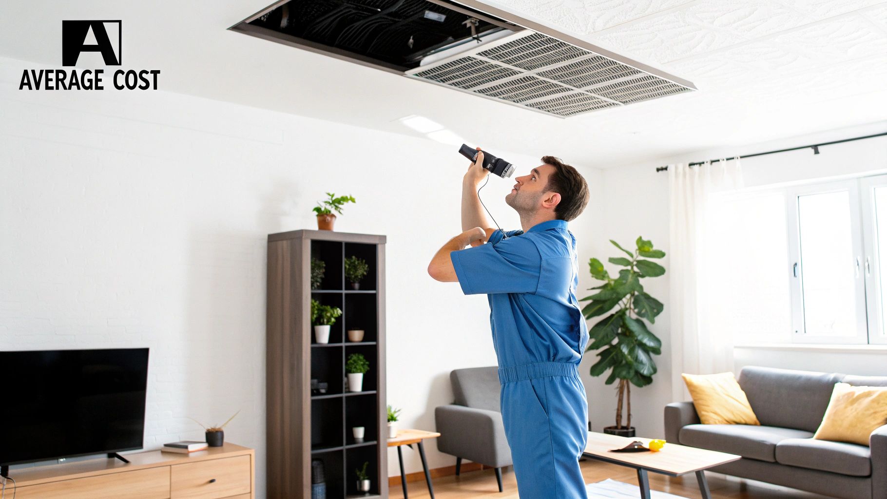 A professional technician cleaning an air duct with specialized equipment.
