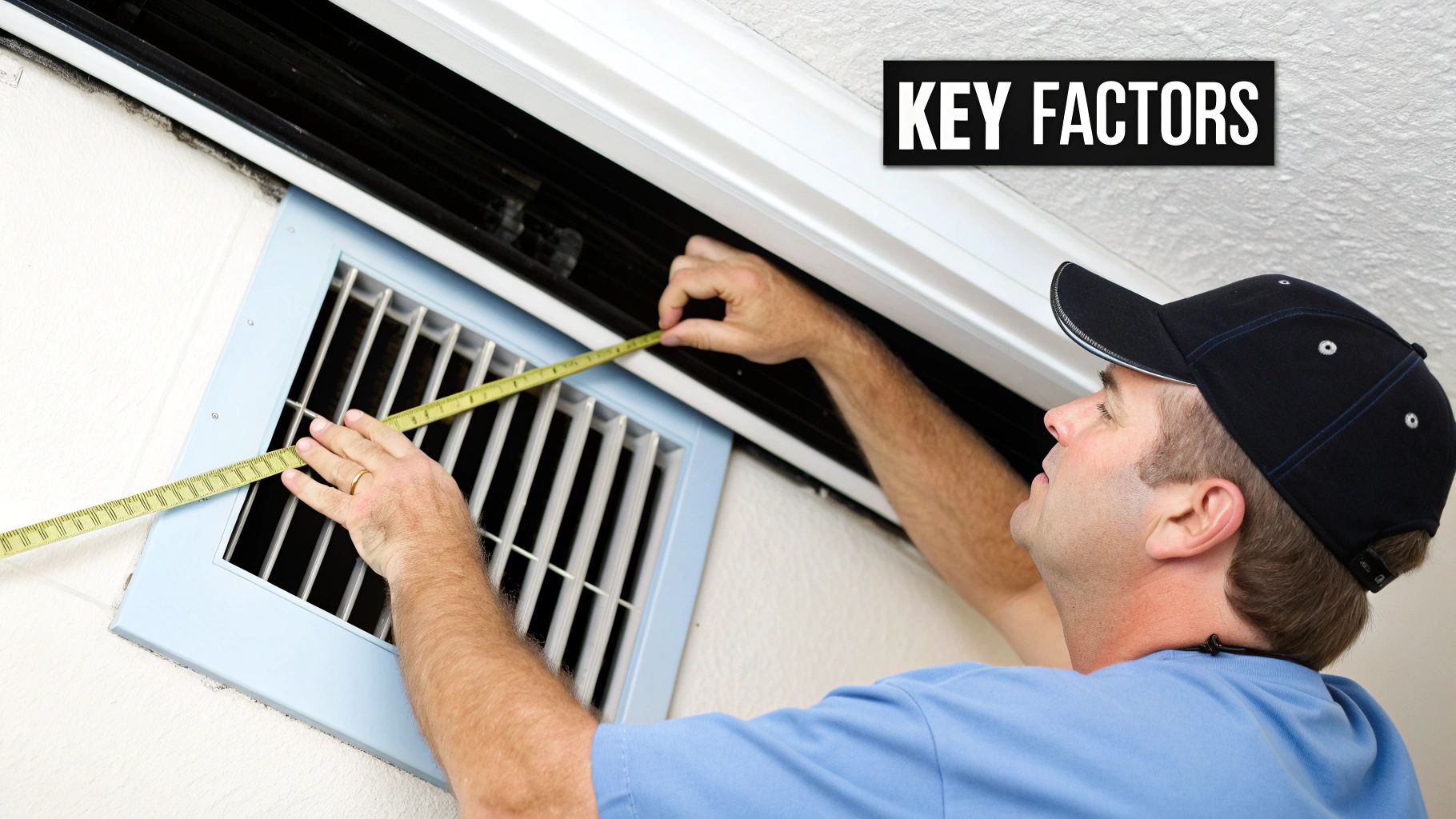 Technician inspecting home ductwork with a flashlight