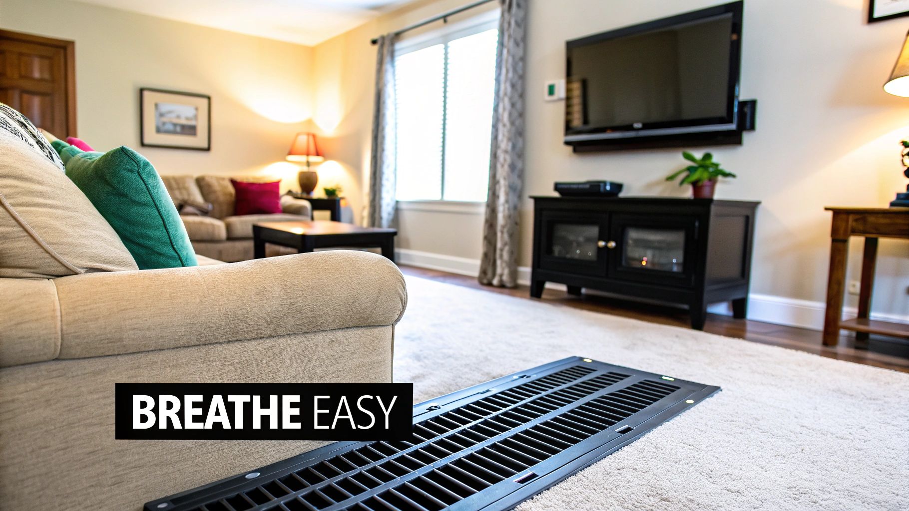 A before and after view of a dirty and clean air duct, showing the significant difference.