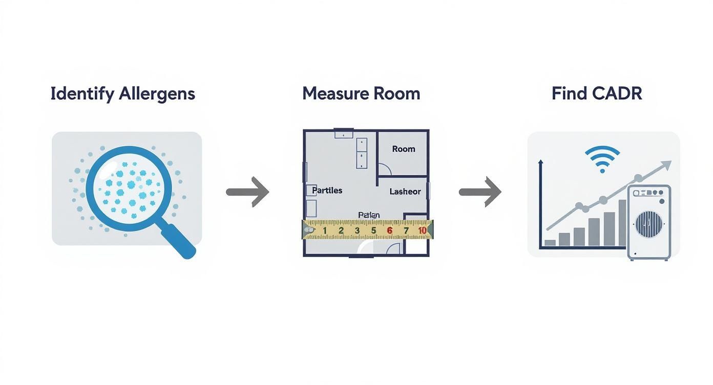 Three steps for improving indoor air quality: identify allergens, measure room, find CADR.