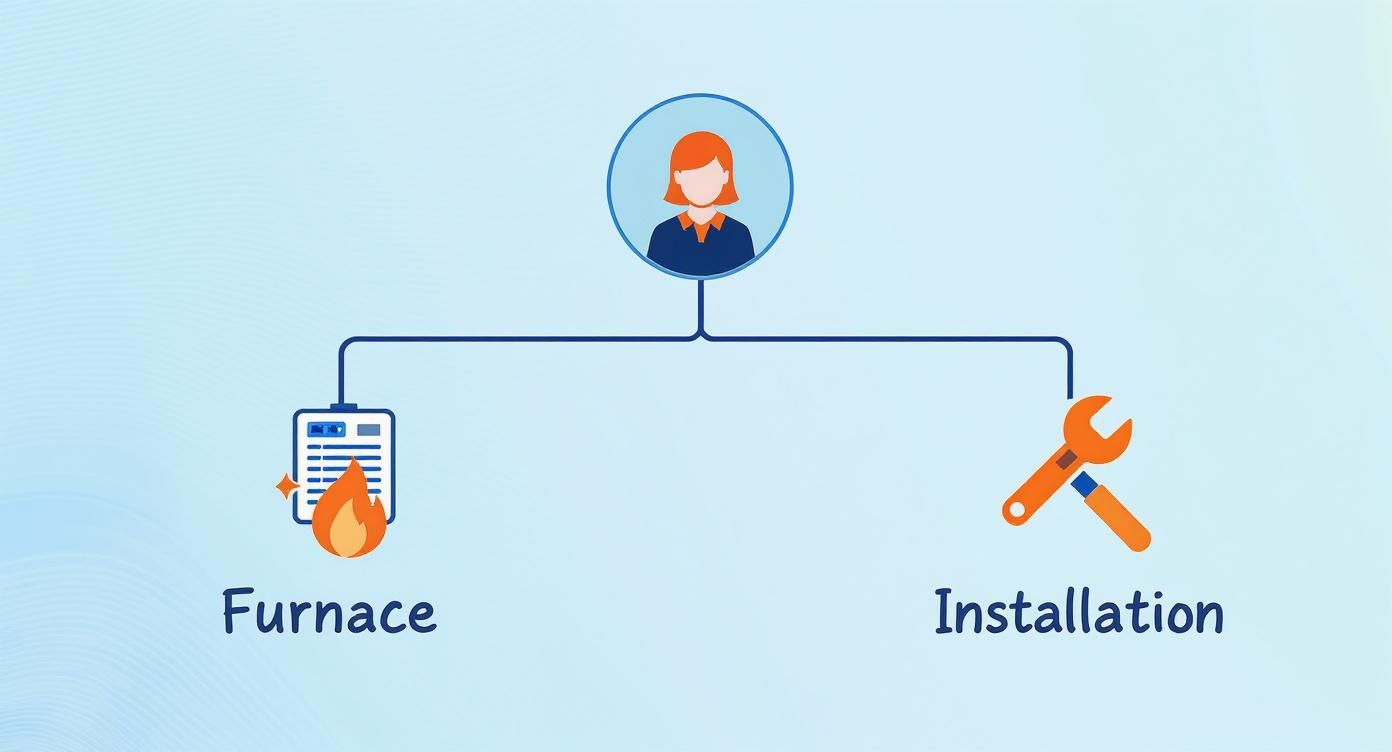 Infographic about furnace with installation