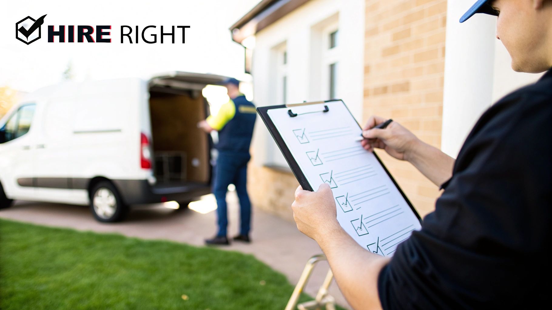 GTA Dryer Duct Cleaning: A Guide to Home Safety and Efficiency 3 Delivery personnel with a checklist and a moving van, ensuring items are handled correctly.