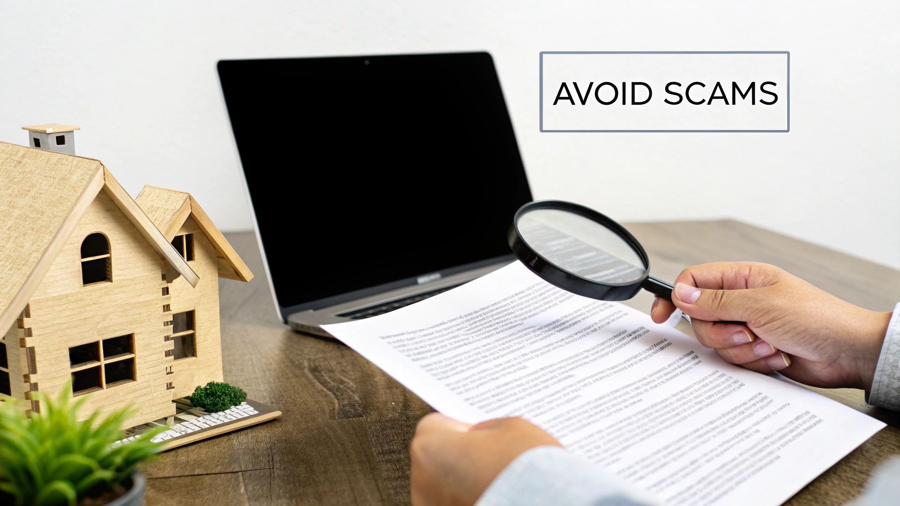 A magnifying glass hovering over a contract, symbolizing close inspection.