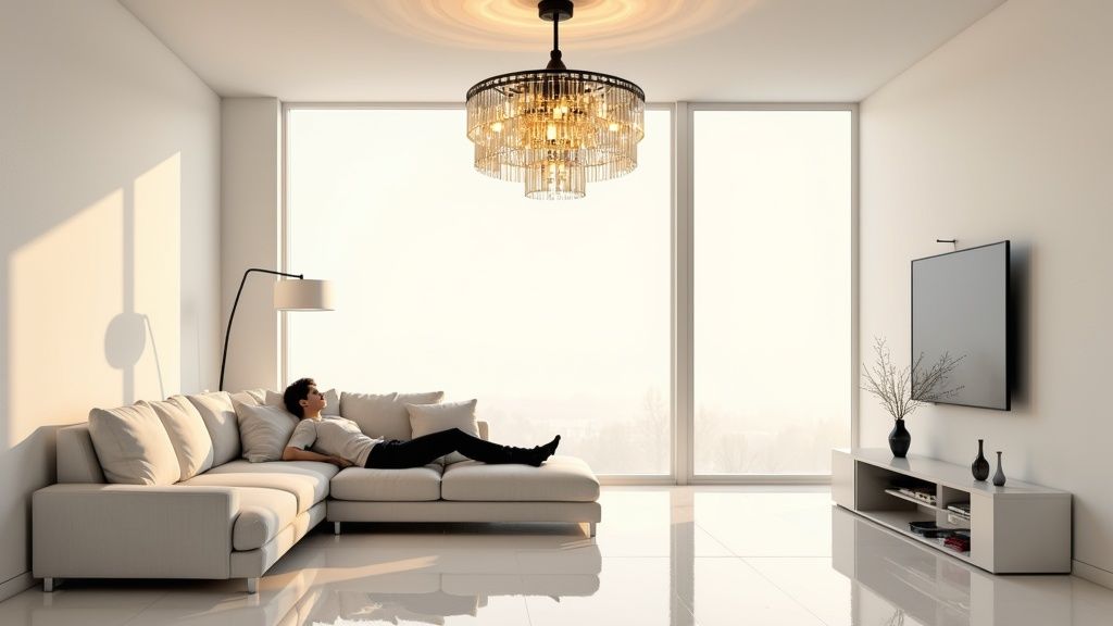 Crystal ceiling fan with lights showcasing modern elegance