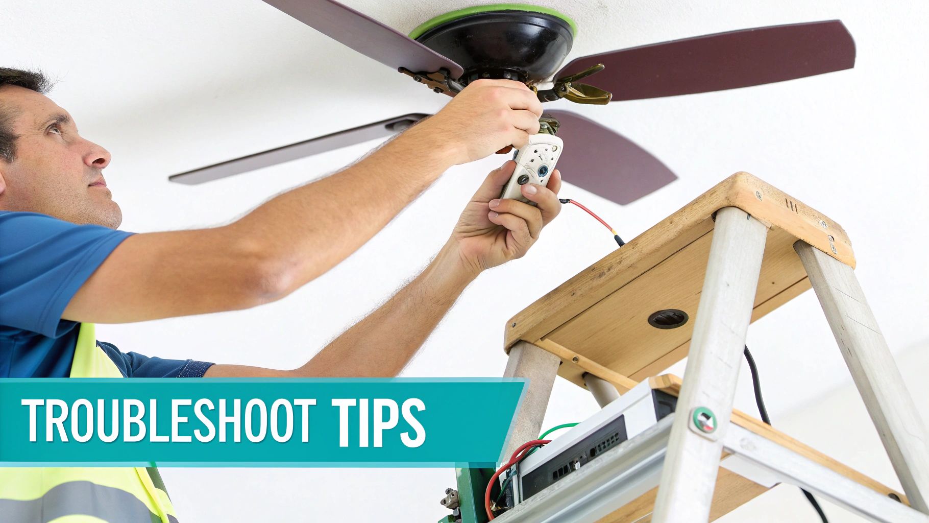 A close-up of a person's hand holding a remote control and pressing a button.