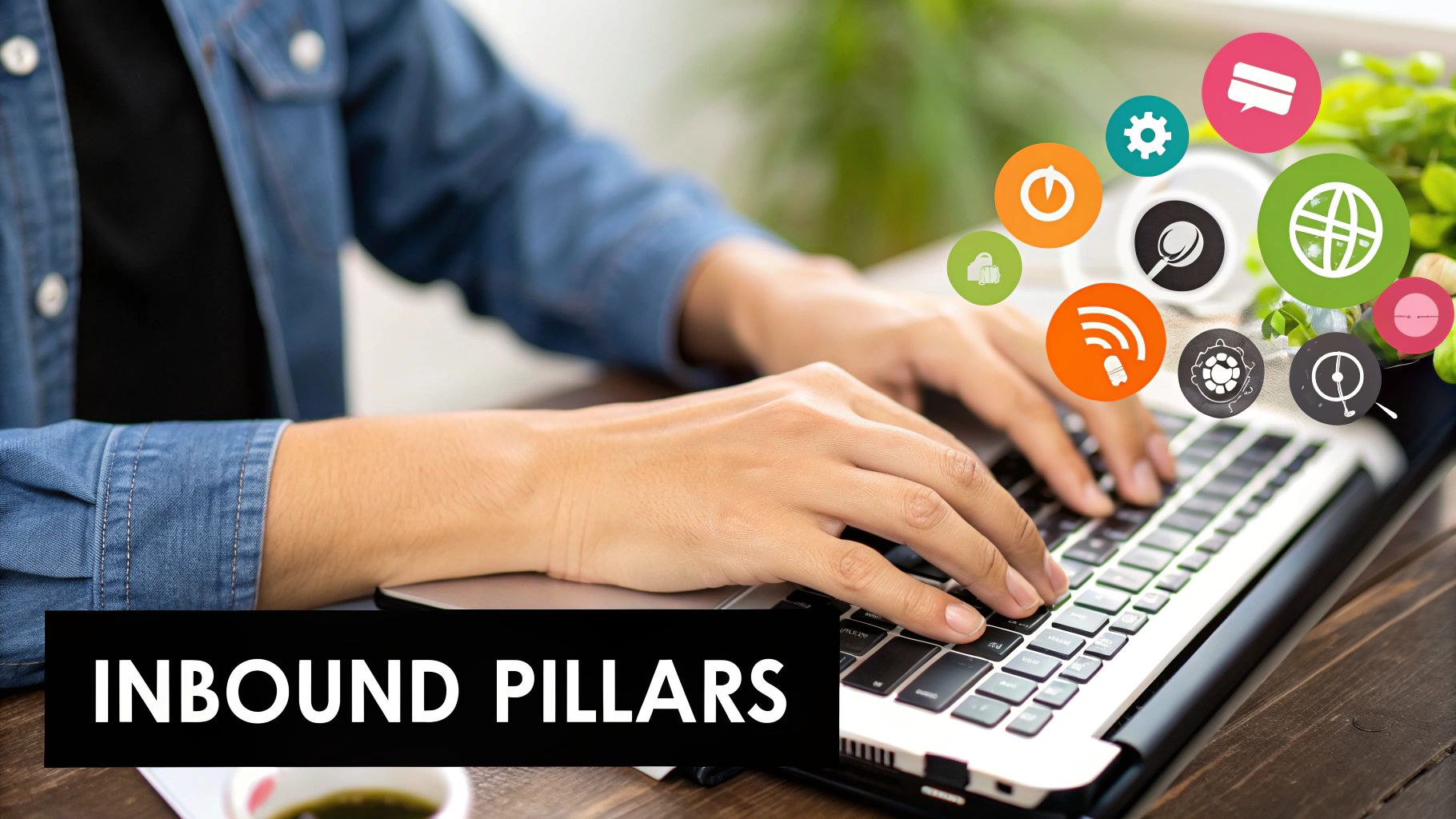 Three interlocking gears representing SEO, Content, and Social Media as the pillars of an inbound strategy