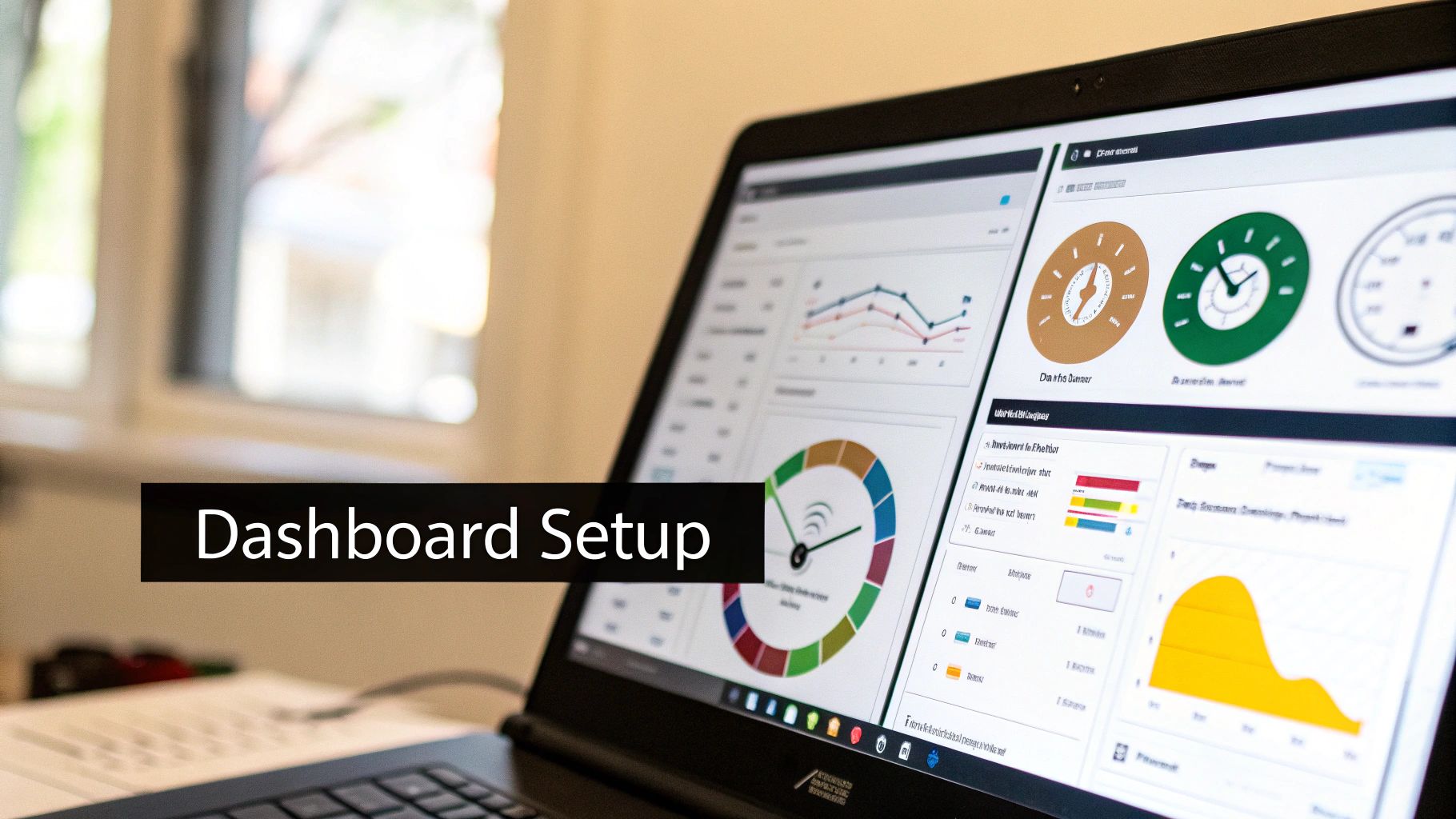 A marketing team collaborating around a large screen displaying an actionable KPI dashboard.