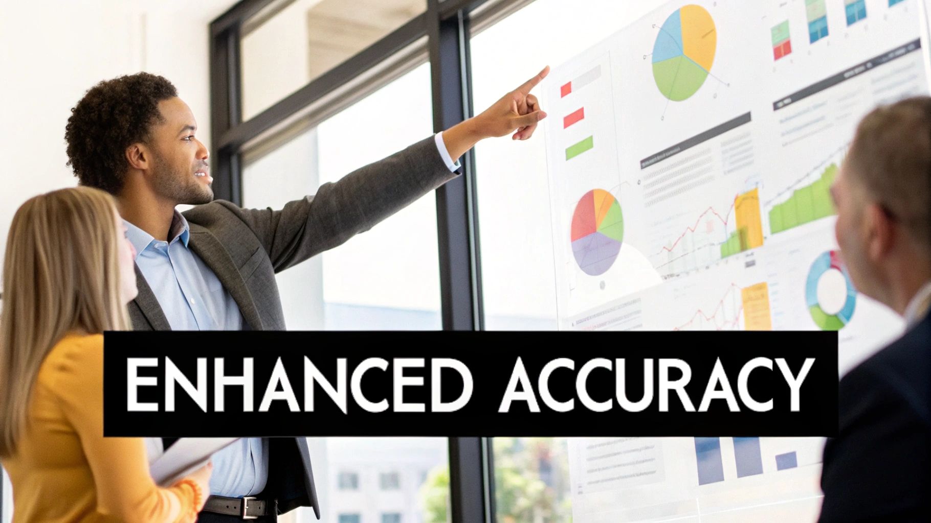 A person interacting with an abstract, glowing interface of data points and machine learning algorithms, symbolizing data-driven attribution.