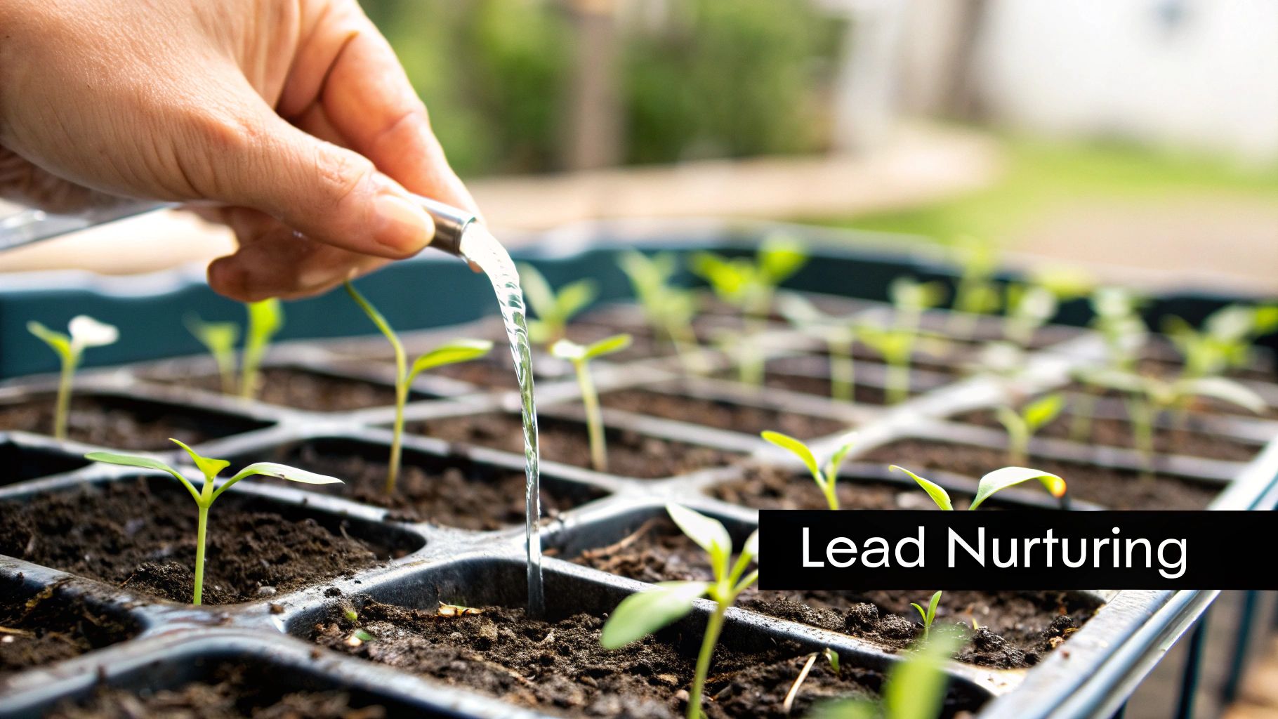 A marketing automation workflow showing a lead moving through different stages of nurturing