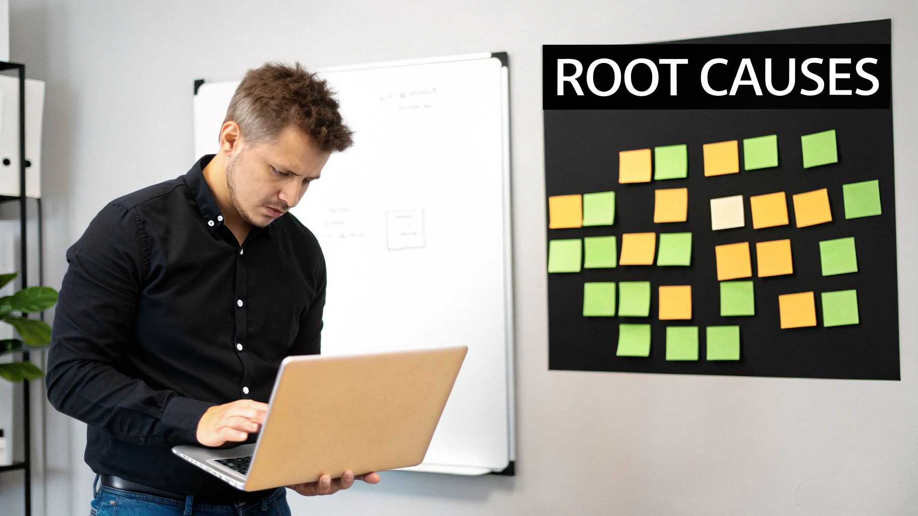 A customer support agent helping a happy customer at their desk