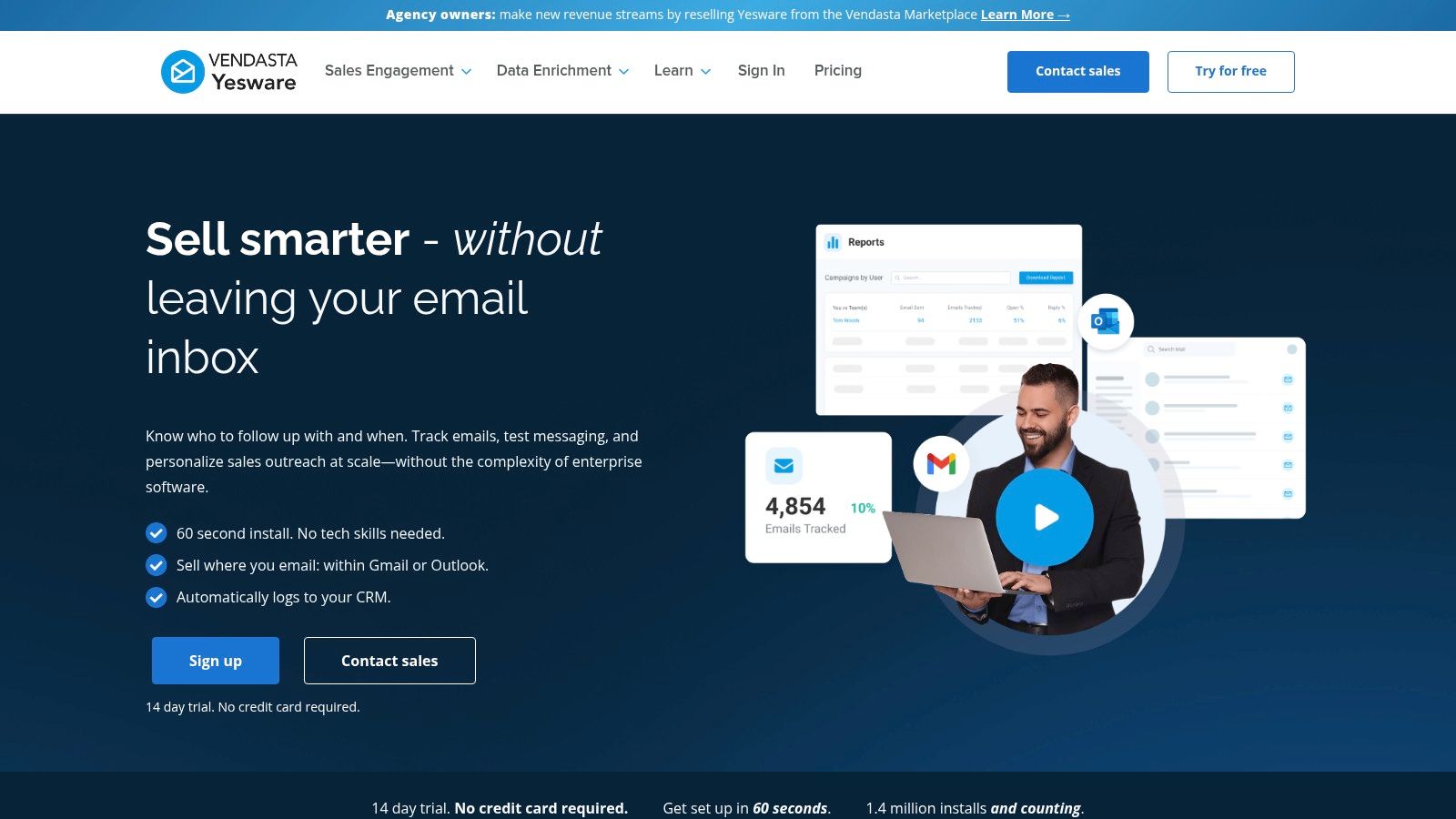 Yesware’s in-inbox template library, which allows sales reps to access and personalize cold email templates directly within Gmail or Outlook.