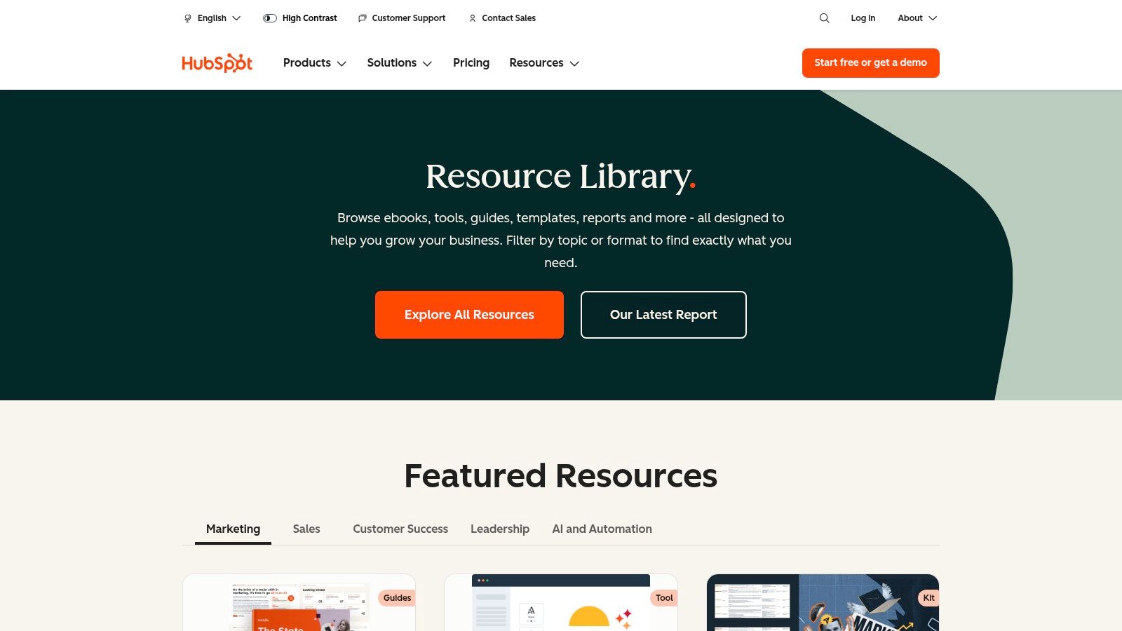 HubSpot Resources Library — Marketing Reporting Templates