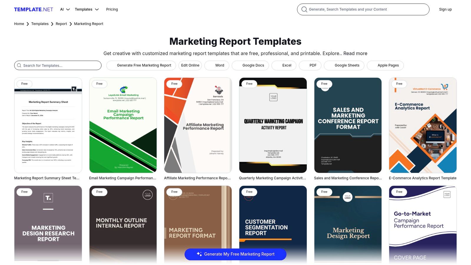 Template.net — Marketing Report Templates