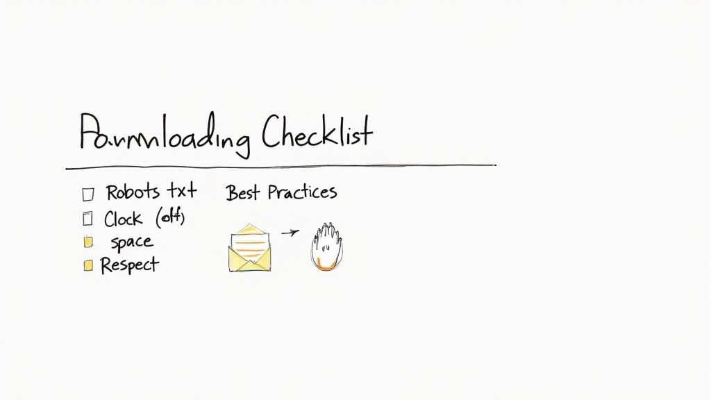 A person sitting at a desk, carefully organizing digital files on a clean, modern computer screen, symbolizing thoughtful and ethical data handling.