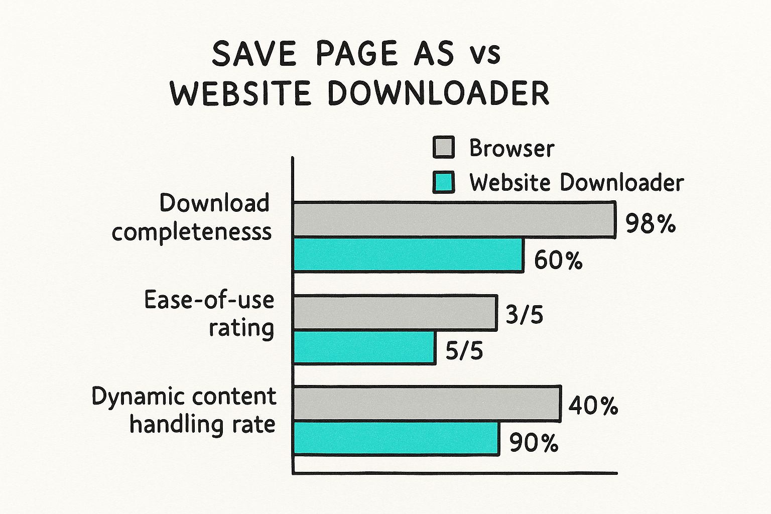 Infographic comparing browser tools and dedicated extensions for downloading URLs.