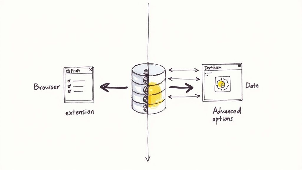 A developer's screen showing code for web scraping