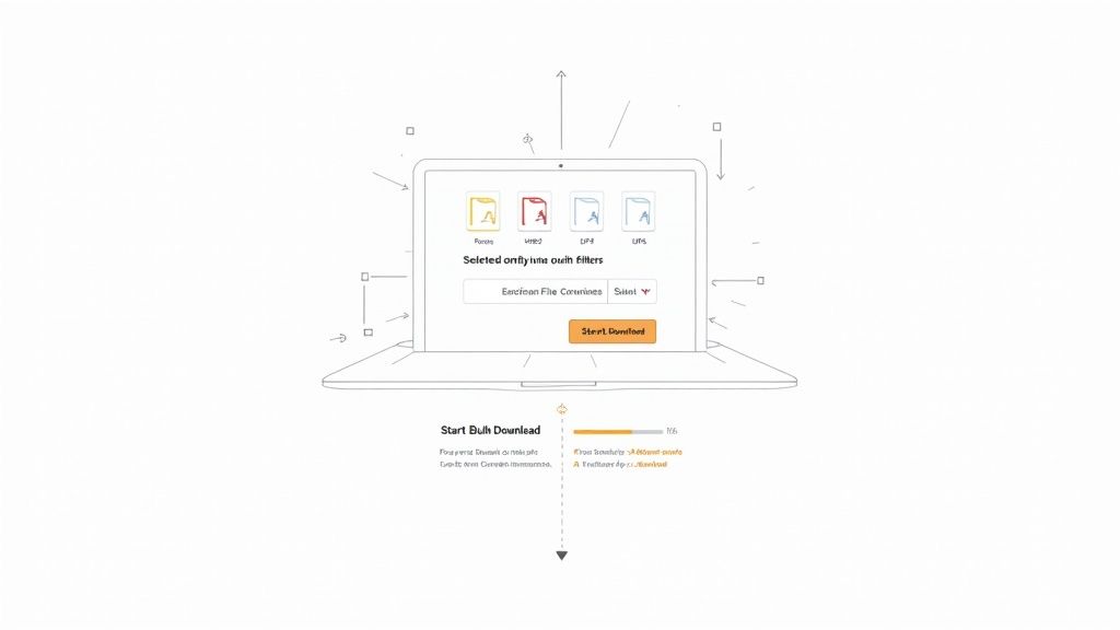 An organized digital folder on a computer screen, representing the efficiency of bulk file downloading.