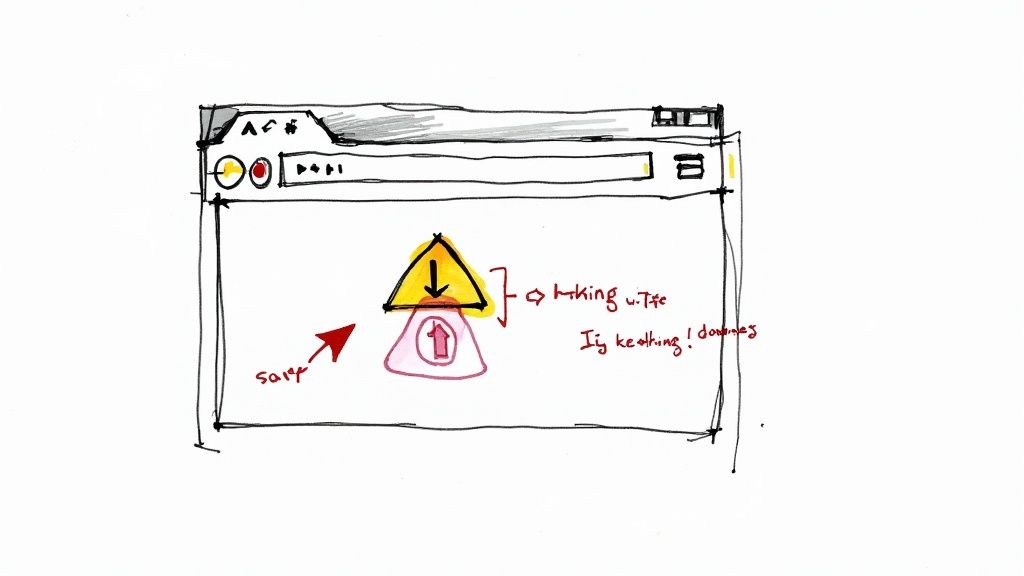 A person looking at a computer screen with a question mark icon, symbolizing troubleshooting.