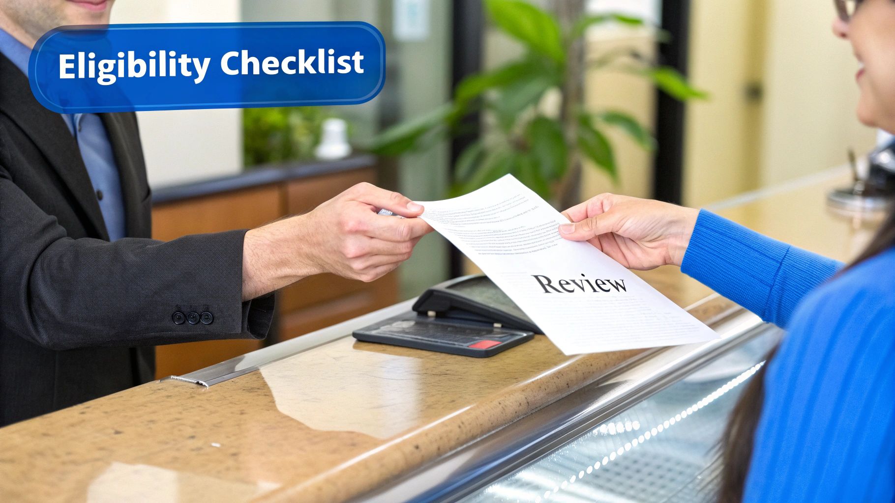 Person reviewing financial documents at a desk