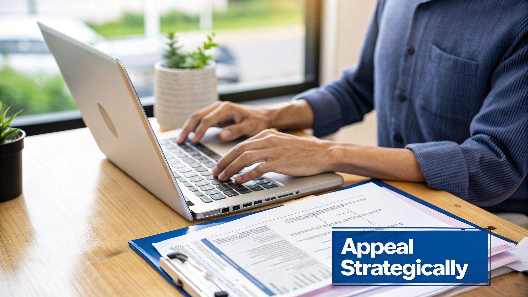 A person sitting at a desk, looking thoughtfully at a computer screen displaying an error message.