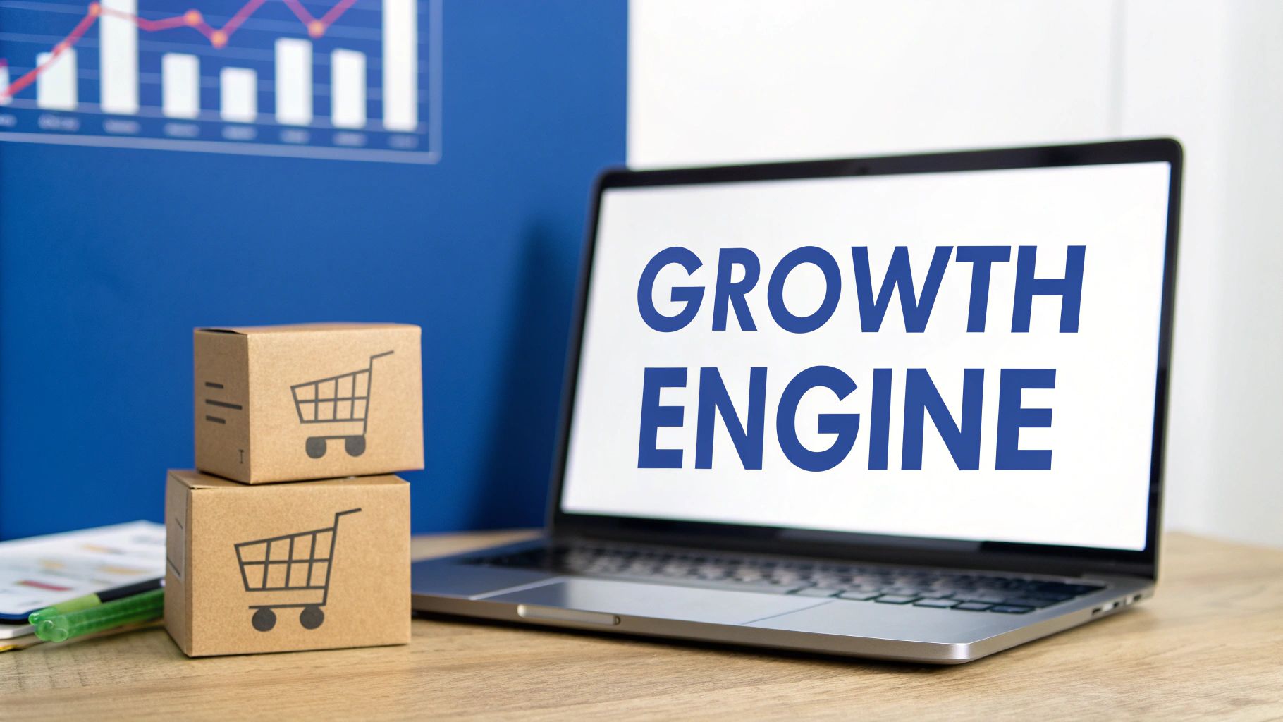 An analytical dashboard showing Amazon PPC performance metrics with upward-trending graphs, representing growth and profitability.