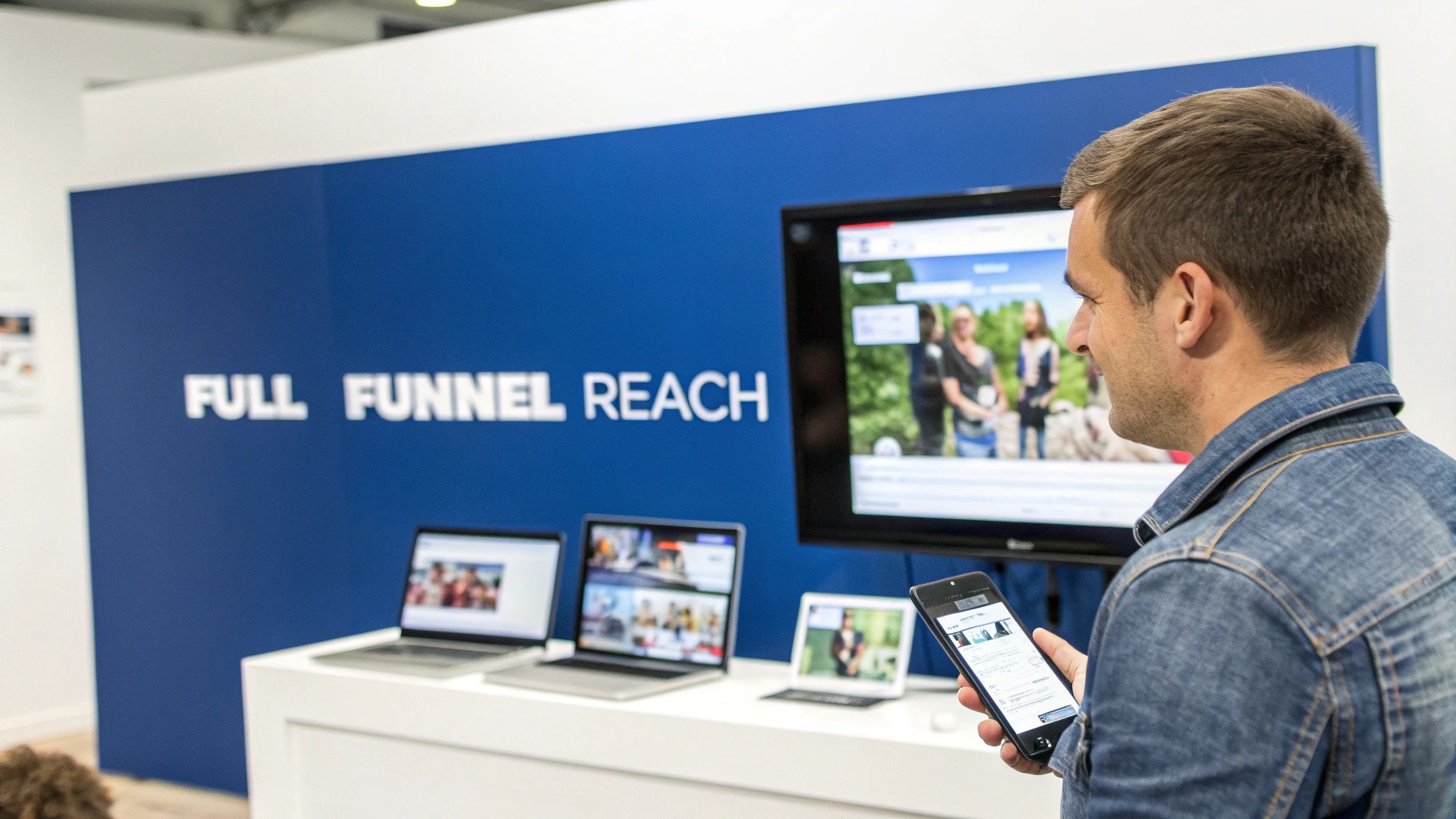 A flowchart showing a full-funnel strategy with Amazon DSP at the top, feeding into Sponsored Ads.